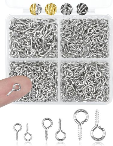 320pcs Fiveizero الفولاذ المقاوم للصدأ دبابيس العين الصغيرة لصنع المجوهرات و DIY الحرف ، ومسامير العيينة الصغيرة للمشاريع الفنية وسحر حبة ، وسنانير العين الصغيرة وعيون المسمار للحرف (الفضة ، 3 أحجام) in Kuwait