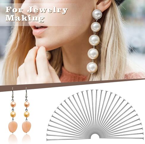 TOAOB 200pcs Head Pins 2 Inch Silver 22 Gauge Brass Wire Flat Head Pins Jewelry Findings for DIY Crafts Necklaces Bracelets Earrings Making in Saudi Arabia