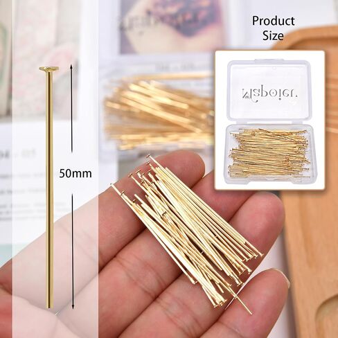 100pcs 50mm 14K Gold Filled Ball Head Pins DIY Crafts Beads Charms Earring Bracelet Jewelry Making Accessories Supplies in Kuwait