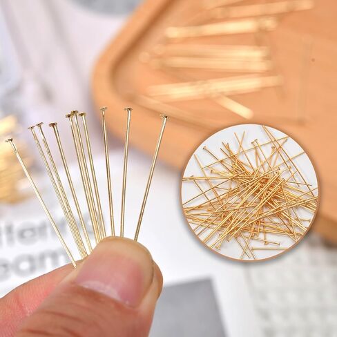 100pcs 50mm 14K Gold Filled Ball Head Pins DIY Crafts Beads Charms Earring Bracelet Jewelry Making Accessories Supplies in Kuwait