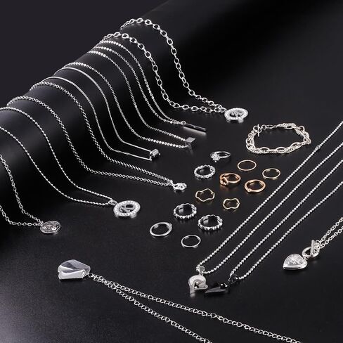 Ecoofor Necklace Chains for Jewelry Making, 62.3 Feet 8 Rolls 304 Stainless Steel Jewelry Chains for DIY Necklace Bracelet Jewelry Making with Stainless Steel Jump Rings/Lobster Clasps/Connectors in Kuwait