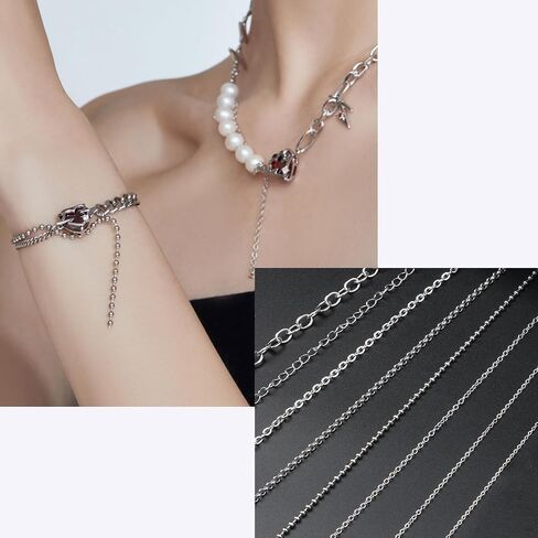 Ecoofor Necklace Chains for Jewelry Making, 62.3 Feet 8 Rolls 304 Stainless Steel Jewelry Chains for DIY Necklace Bracelet Jewelry Making with Stainless Steel Jump Rings/Lobster Clasps/Connectors in Kuwait