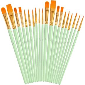 Soucolor Acrylic Paint Brushes Set, Easter Basket Stuffers, 20Pcs Round Pointed Tip Artist Paintbrushes for Acrylic Oil Watercolor Canvases Rock Body Face Nail Miniature Detailing Drawing Art Supplies