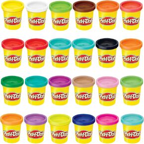 Play-Doh Modeling Compound 24 عبوة للألوان ، علب غير سامة ، 3 أوقية من الصياغة. الألوان ، العودة إلى لوازم الفصل الدراسي ، ألعاب ما قبل المدرسة ، الأعمار 2+ (Amazon Exclusive)