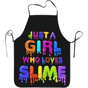 CBETF Kids Just A Girl Who Loves Slime Apron for Girls, Waterproof Slime Cooking Gifts