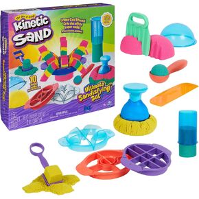 Kinetic Sand, Ultimate Sandisfying Set with 2lbs Play Sand (Pink, Yellow & Teal), 10 Tools & Molds, Sensory Toys for Kids Ages 7 and up