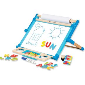 Melissa & Doug Deluxe Double-Sided Tabletop Easel (Arts & Crafts, 42 Pieces, 17.5" H x 20.75" W x 2.75" L, Great Gift for Girls and Boys - Best for 3, 4, 5 Year Olds and Up),Gold