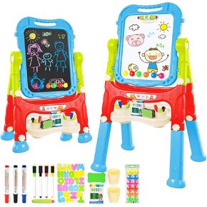 Amagoing Easel for Kids, Adjustable Standing Art Easel for Toddler, Double Magnetic Drawing Board with Painting Accessories, Birthday Christmas Gift for Little Boys and Girls, Middle Size Pink in Saudi Arabia