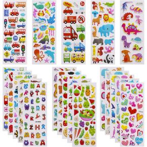3D Stickers for Kids Toddlers 550+ Vivid Puffy Kids Stickers 24 Different Sheets, Colored 3D Stickers for Boys Girls Teachers, Reward, Craft Scrapbooking in Kuwait