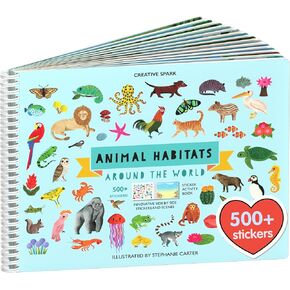 Cupkin Animal Sticker Book Activity for Kids, Toddler Airplane Travel Essentials, 500+ Habitat Stickers for Kids + 12 Scenes + 12 Coloring Book Pages, Animal Lover Gift, Childrens Crafts for Ages 2-8