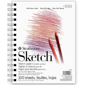 Strathmore 200 Series Sketch Pad, 8.5x11 inch, 100 Sheets, Side Wire - Artist Sketchbook for Drawing, Illustration, Art Class Students