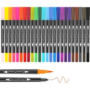 Soucolor 36 Dual Tip Brush Markers, Water-Based Art Pens, Adult Coloring in Saudi Arabia