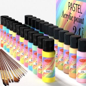 Acrylic Paint Set of 36 Colors 2fl oz 60ml Bottles,Non Toxic 36 Colors Acrylic Paint No Fading Rich Pigment for Kids Adults Artists Canvas Crafts Wood Painting