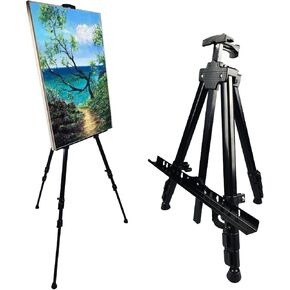 فنان عرض فنان فنان Easel Stand ، NS Jymb المعدني المحمولة الحامل القابل للتعديل للطلاء الطلاء ارتفاع من 17 إلى 66 بوصة - حقيبة حمل لعرض الجدول/الأرضيات وعلامات الزفاف - الأسود