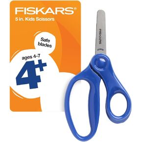 Fiskars 5" Blunt-Tip Scissors for Kids 4+ - Scissors for School or Crafting - Back to School Supplies - Blue