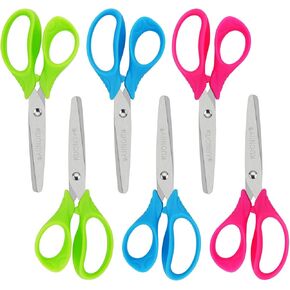KUONIIY 5" School Pack of Kids Scissors With Soft Comfort-Grip Handles,Assorted Colors,30 Packs
