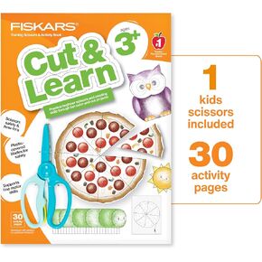 Fiskars Cut & Learn Kids Activity Book with Starter Scissors - Gifts for Kids - Ages 2+