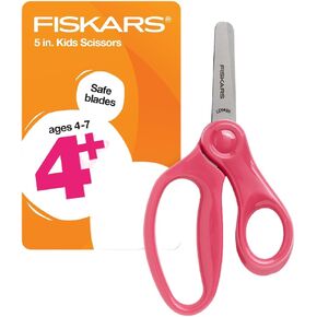 Fiskars 5" Blunt-Tip Scissors for Kids Ages 4-7, For School or Crafting, Premium Pink