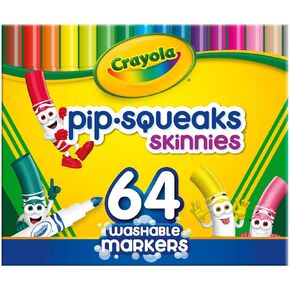 Crayola Pip-Squeaks Skinnies Washable Markers (64ct), Mini Markers for Kids, Coloring Markers, Craft Supplies, Kids Holiday Gift, 3+