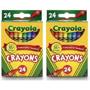 Crayola 24 Count Box of Crayons Non-Toxic Color Coloring School Supplies (2 Packs)
