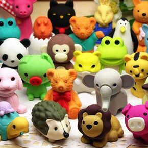 34Pcs Mini Animal Erasers Bulk Puzzle Desk Pets for Party Favors Classroom Prizes, Easter Egg Fillers, Carnival School Supplies