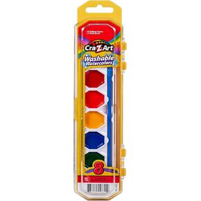 Cra-Z-art Washable Watercolors with Brush, 8 Colors, 1 Tray (10651)
