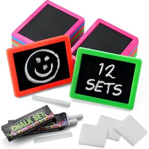 Mini Chalkboard for Kids - (Pack of 24) Goodie Bags Stuffers for Kids Mini Kids Chalkboard Each with 2 Chalk Sticks, and 1 Eraser for Boys and Girls,Toddler Party Favors Birthday Goodie Bags for Kids