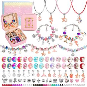 Lifeisluck Charm Jewelry Making Kit ، Make Diy Make for Girls ، 110 PCS Jewelry Beads for Girls Craft Gift with Jewelry Organizer Box for Girls Bracelet Maker (J) in Kuwait