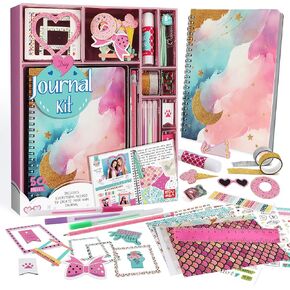 EDUMAN Pink DIY Journal Kit for 8-12 Years Old Girls - Ideal Birthday Easter Gift for Kids, Diary & Scrapbooking Supplies Set with Arts & Crafts Tools for Recording Memories and Creative Expression