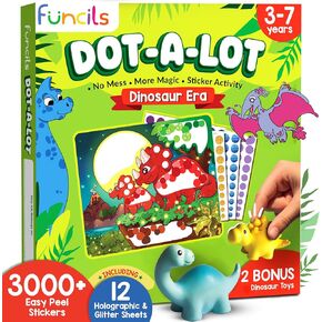 Funcils Dot Art Attivity - Unicorn & Princess Sticker Kit و Toddler Art & Craft Supplies للأطفال ، وهدايا أعياد الميلاد للبنين والبنات الذين تتراوح أعمارهم بين 3 و 4 و 5 و 6 و 7 سنوات - يجب أن يكون لدى الأطفال لعبة Travel و Airplane