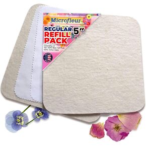 Microfleur - Regular Microwave Flower Press Refill Pack - Floral Art Crafting Accessory, Creative Pressing, DIY Handicrafts Creations for Plant Lovers, Replacement Washable Cotton Liners - 5" (13 cm)