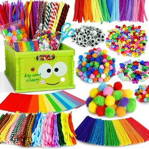 Funzbo Arts and Crafts Supplies for Kids - St Patricks Day Craft Kit with Glitter Glue Stick ، ​​Feaster Pipe Cleaners Craft & Craft ، مجموعة اللوازم المدرسية DIY ، ألعاب الفتيات ، الهدايا للفتيات الأولاد الذين تتراوح أعمارهم بين 4+