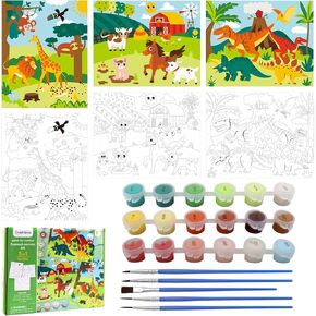 goldentime 3 Framed Canvas Paint by Numbers for Kids Ages 6 8 10 12 –Easy Paint by Numbers Kit for Kids and Adults –Unicorn Painting Kit for Girls, Mermaid Crafts for Girls Ages 6-8-12…