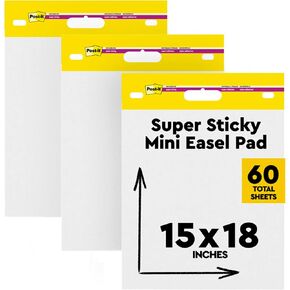 Post-it Self-Stick Mini Easel Pad, 15 in x 18 in, 20 Sheets/Pad, 3 Pads, Great for Virtual Teachers and Students (577-3PK)