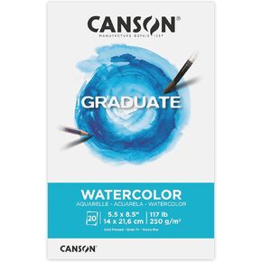Canson Graduate Watercolor Pad, Foldover, 9x12 inch, 20 Sheets | Artist Paper for Adults and Students - Painting, Gouache, Mixed Media and Ink
