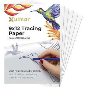 Xulmar Tracing Paper 9x12 63 GSM - Pack of 50 Sheets Tracing Paper for Sewing Patterns, Drawing Overlays & Sketching on Art Paper & Sketch Book