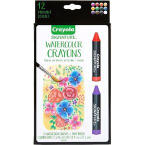 Crayola Signature Premium Watercolor Crayon Sticks & Paintbrush, 12 Count, Gift