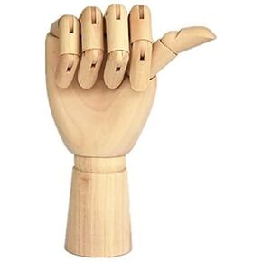 Wood Artist Drawing Manikin Articulated Mannequin with Wooden Flexible Fingers 10" Left Hand (10 inches-The Right Hand)