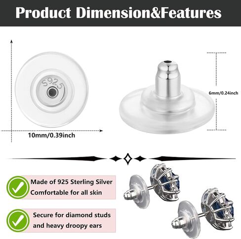 Silicone Earring Backs, 6pcs 18K Gold Silicone Earring Backs Replacements, Locking Earring Backs for Studs/Droopy Heavy Earring, Hypoallergenic Soft Clear Earring Backs for Women Men White in Saudi Arabia