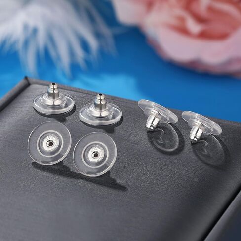 Silicone Earring Backs, 6pcs 18K Gold Silicone Earring Backs Replacements, Locking Earring Backs for Studs/Droopy Heavy Earring, Hypoallergenic Soft Clear Earring Backs for Women Men White in Saudi Arabia