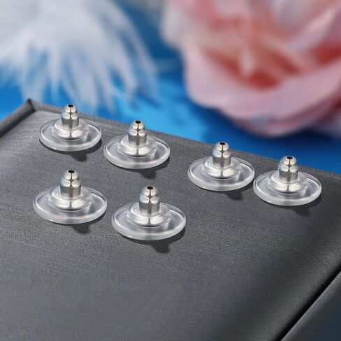 Silicone Earring Backs, 6pcs 18K Gold Silicone Earring Backs Replacements, Locking Earring Backs for Studs/Droopy Heavy Earring, Hypoallergenic Soft Clear Earring Backs for Women Men White in Saudi Arabia