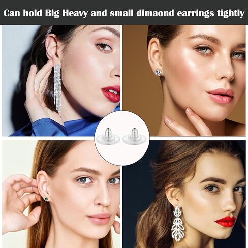 Silicone Earring Backs, 6pcs 18K Gold Silicone Earring Backs Replacements, Locking Earring Backs for Studs/Droopy Heavy Earring, Hypoallergenic Soft Clear Earring Backs for Women Men White in Saudi Arabia