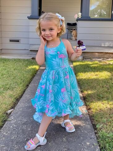 Toddler Vintage Floral Girls Dress Baby Backless Sundress Sleeveless Matching Outfits 5-6Y in Kuwait