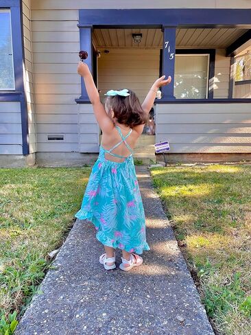 Toddler Vintage Floral Girls Dress Baby Backless Sundress Sleeveless Matching Outfits 5-6Y in Kuwait