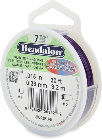 Beadalon 7 Strand Strand Stafless Bead Bead Writing ، 0.015 in / 0.38 mm ، bright ، 30 ft / 9.2 m in Kuwait