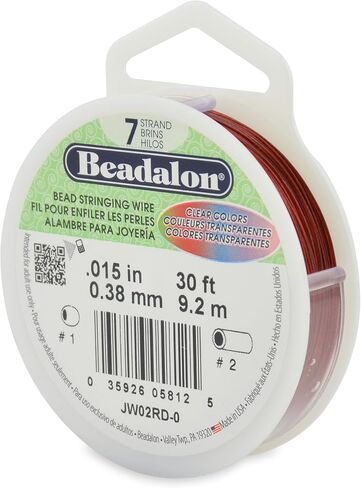 Beadalon 7 Strand Strand Stafless Bead Bead Writing ، 0.015 in / 0.38 mm ، bright ، 30 ft / 9.2 m in Kuwait