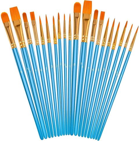 Soucolor Acrylic Paint Brushes Set, Easter Basket Stuffers, 20Pcs Round Pointed Tip Artist Paintbrushes for Acrylic Oil Watercolor Canvases Rock Body Face Nail Miniature Detailing Drawing Art Supplies in Kuwait