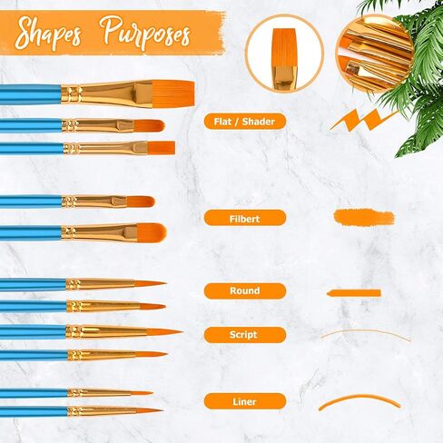 Soucolor Acrylic Paint Brushes Set, Easter Basket Stuffers, 20Pcs Round Pointed Tip Artist Paintbrushes for Acrylic Oil Watercolor Canvases Rock Body Face Nail Miniature Detailing Drawing Art Supplies in Kuwait