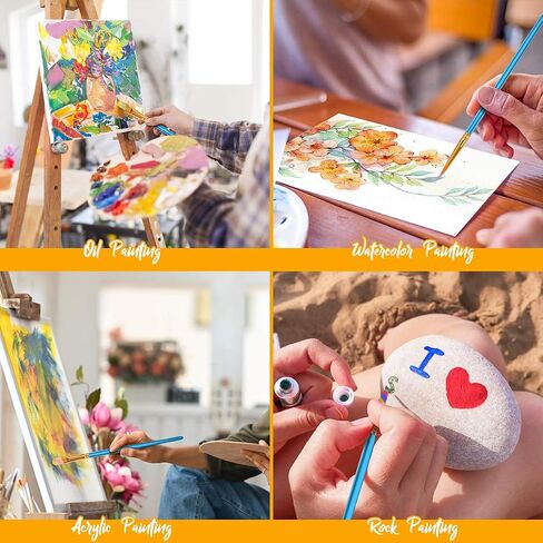 Soucolor Acrylic Paint Brushes Set, Easter Basket Stuffers, 20Pcs Round Pointed Tip Artist Paintbrushes for Acrylic Oil Watercolor Canvases Rock Body Face Nail Miniature Detailing Drawing Art Supplies in Kuwait