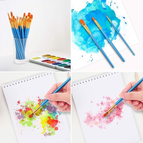 Soucolor Acrylic Paint Brushes Set, Easter Basket Stuffers, 20Pcs Round Pointed Tip Artist Paintbrushes for Acrylic Oil Watercolor Canvases Rock Body Face Nail Miniature Detailing Drawing Art Supplies in Kuwait